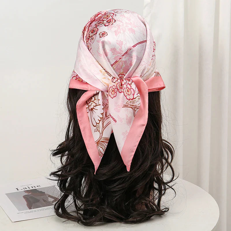 Print Luxury Pashmina Silk Scarf for Headband or Neck