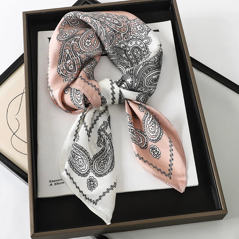Print Luxury Pashmina Silk Scarf for Headband or Neck