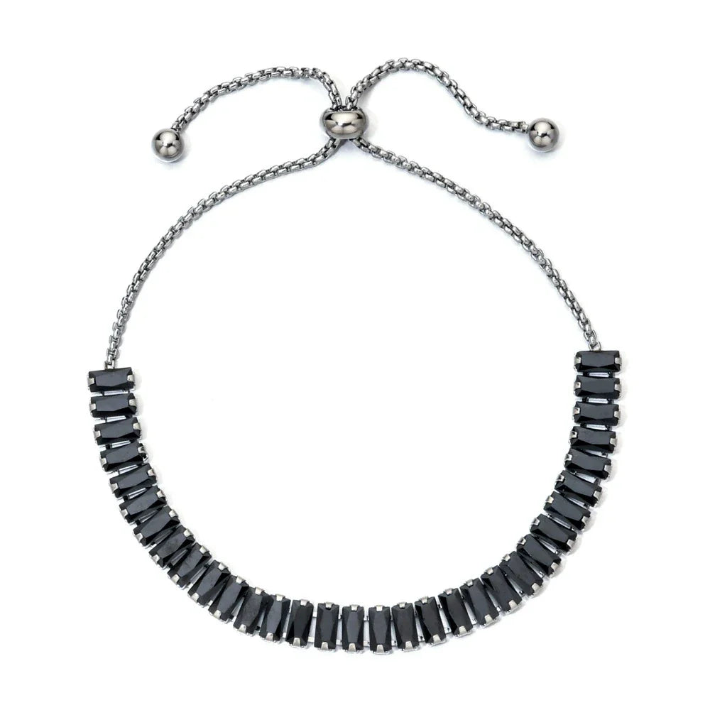 Women's Adjustable CZ Bracelet - Sparkling Zirconia Chain, Shines on Hypoallergenic Stainless Steel, Dazzling Everyday Jewelry