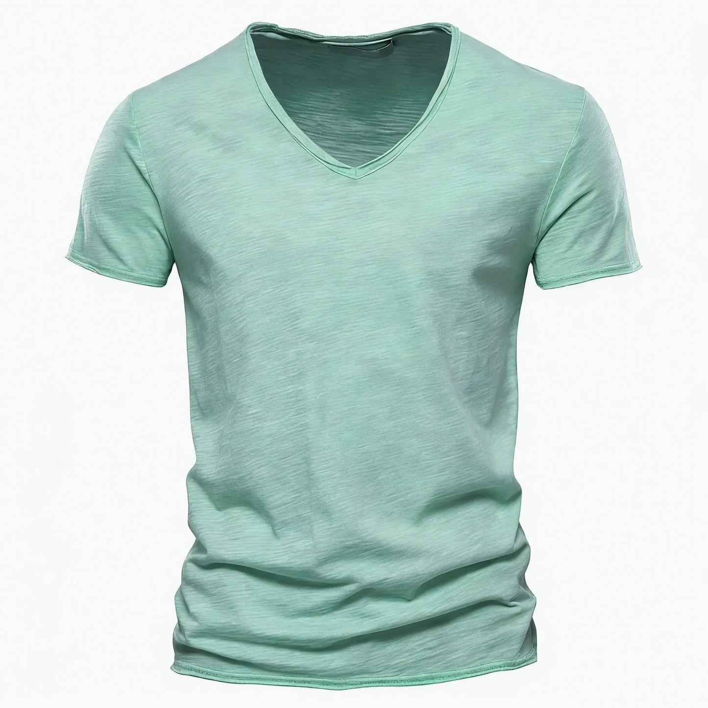 S-5XL 100% Cotton Men's T-Shirts Fashion Design V-neck Casual Slim Fit