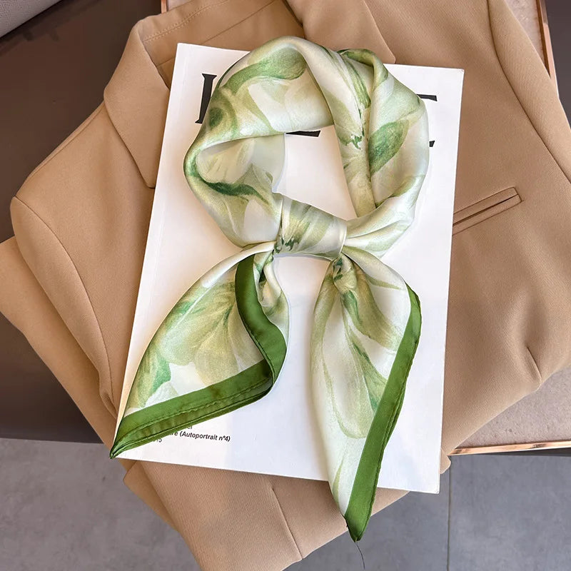 Print Luxury Pashmina Silk Scarf for Headband or Neck