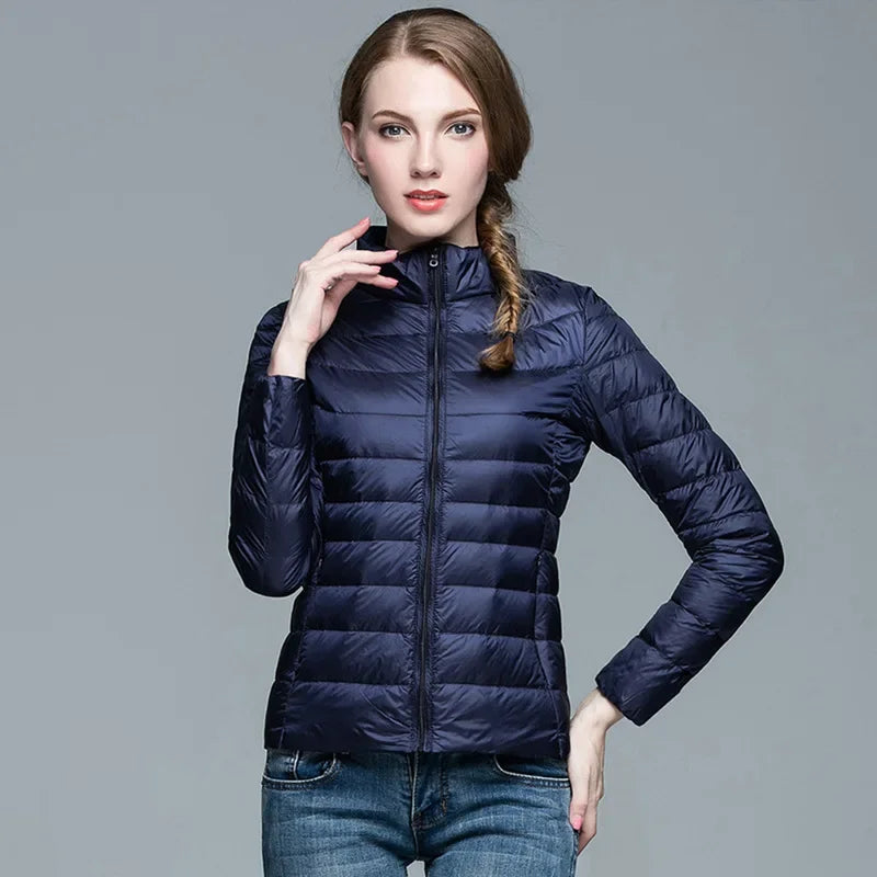 Winter Women's Light Coat Down Hooded Jacket Size S-XXL