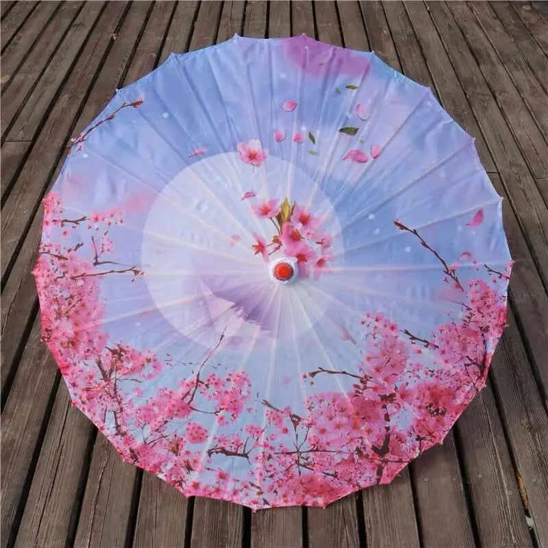 Silk umbrella with cherry blossom design