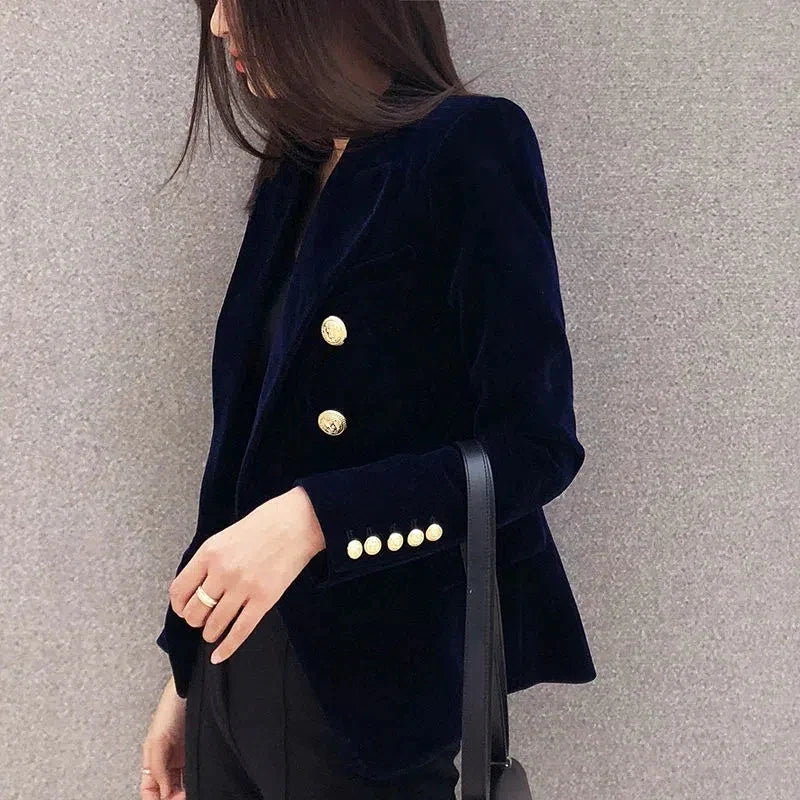 Women Slim Velvet Blazer