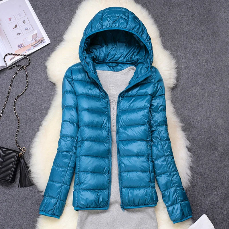 Women Ultra Lightweight Travel Packable Hooded Down Coats Plus Size 5XL 6XL 7XL