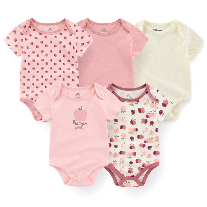 Newborn Print Cartoons Cotton Bodysuits 5Pieces Unisex