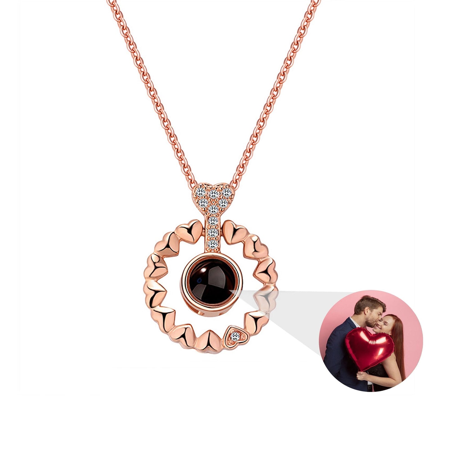 Love projection necklace with customizable photos Necklace Heart Pendant