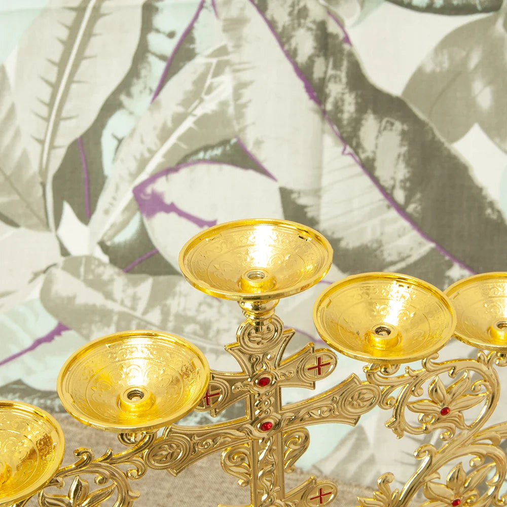 Metal Alloy 7 Branch Candle Holder Church Home Decoration Gold Plated