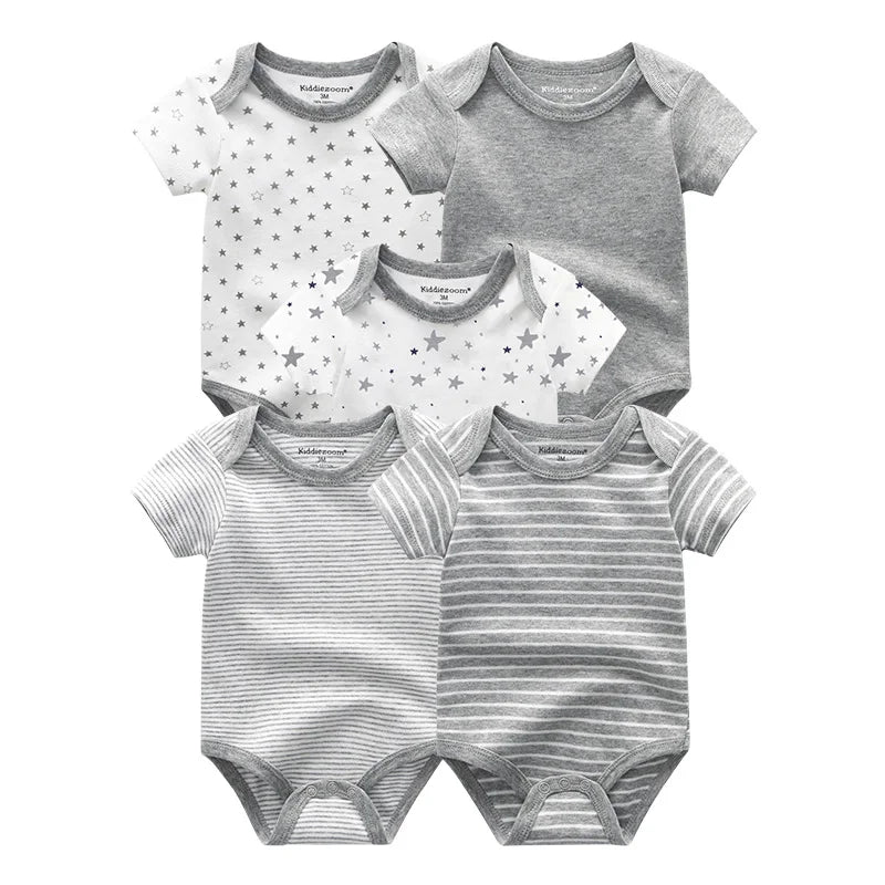 Newborn Print Cartoons Cotton Bodysuits 5Pieces Unisex