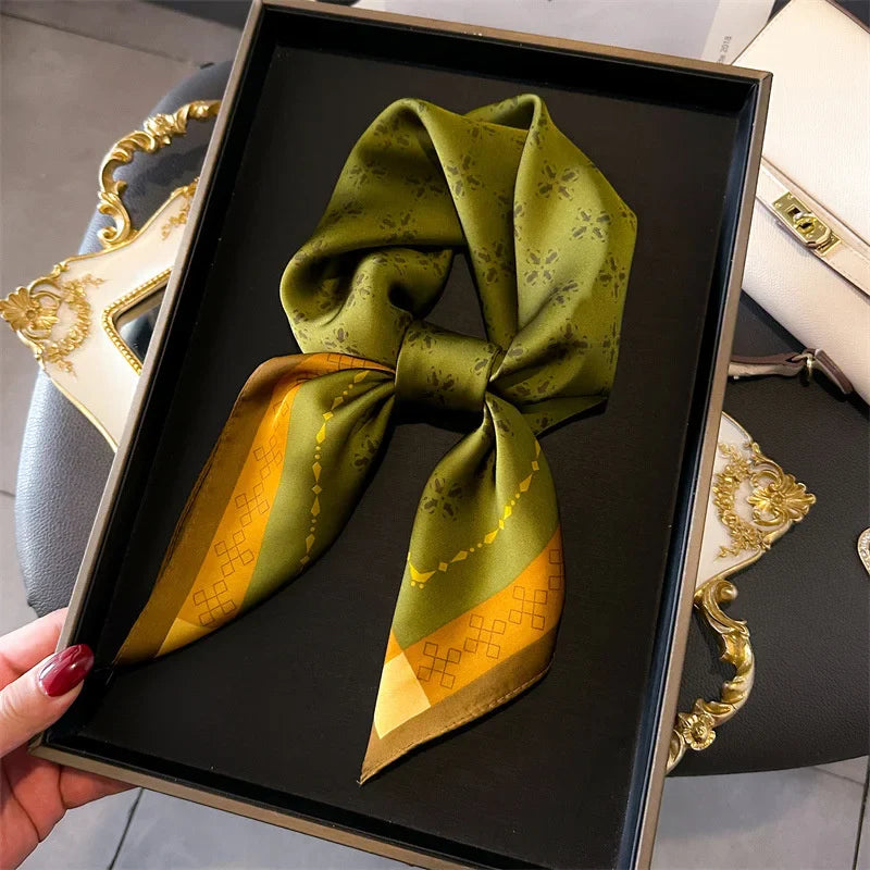 Print Luxury Pashmina Silk Scarf for Headband or Neck