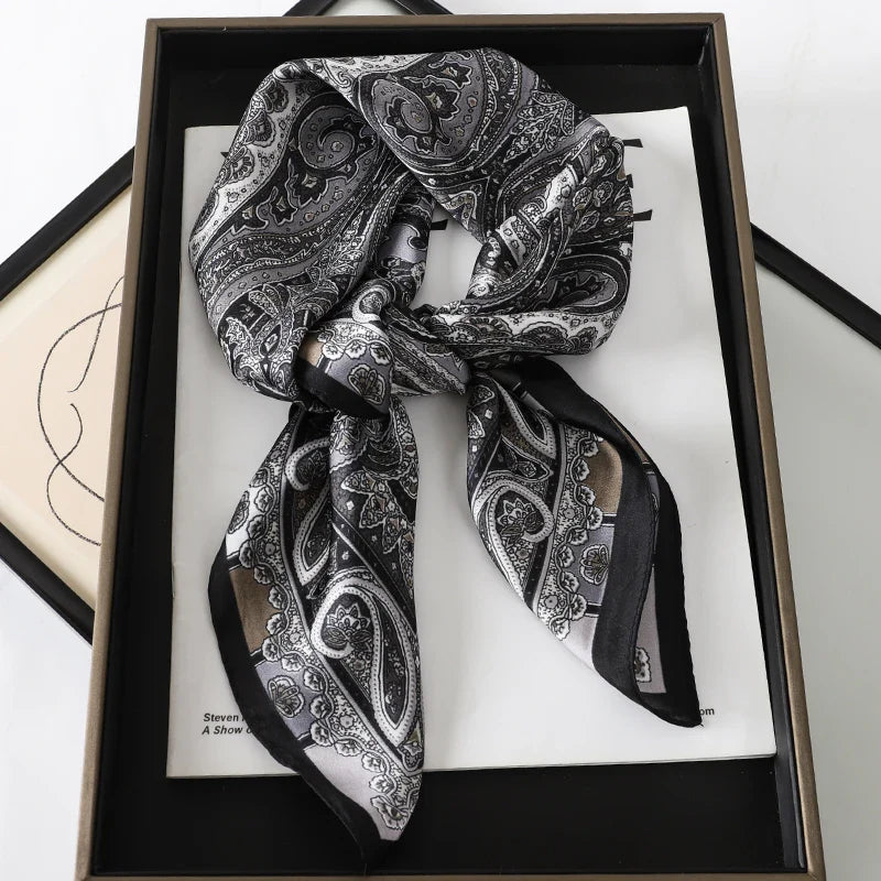 Print Luxury Pashmina Silk Scarf for Headband or Neck