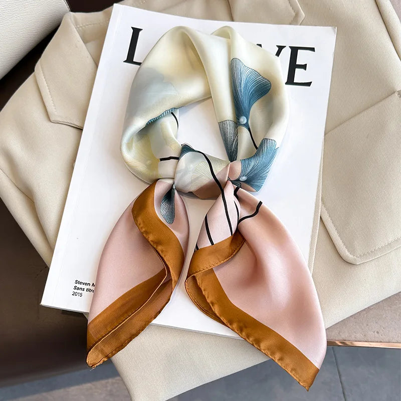 Print Luxury Pashmina Silk Scarf for Headband or Neck
