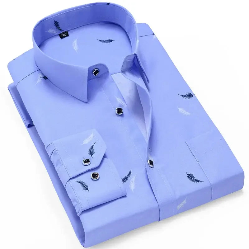 Men's Casual Shirt Long Sleeved Cotton Comfortable Breathable Plaid Striped