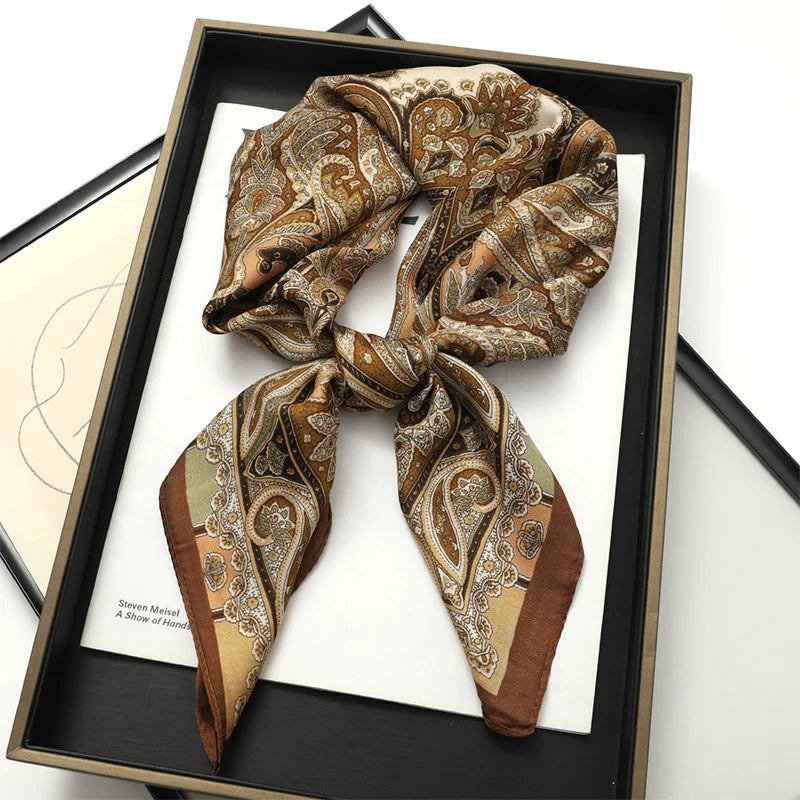 Print Luxury Pashmina Silk Scarf for Headband or Neck
