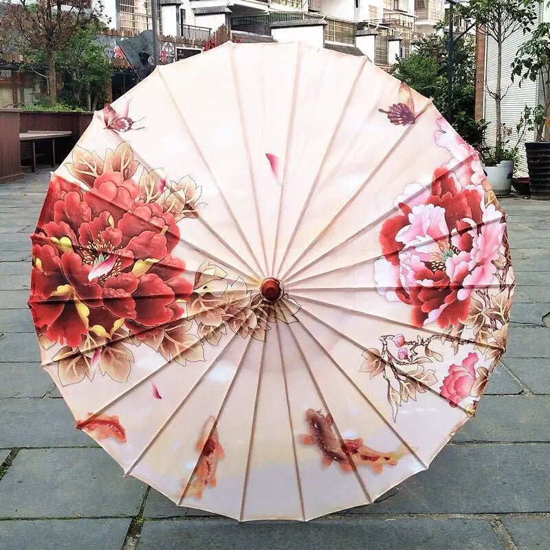 Silk umbrella with cherry blossom design