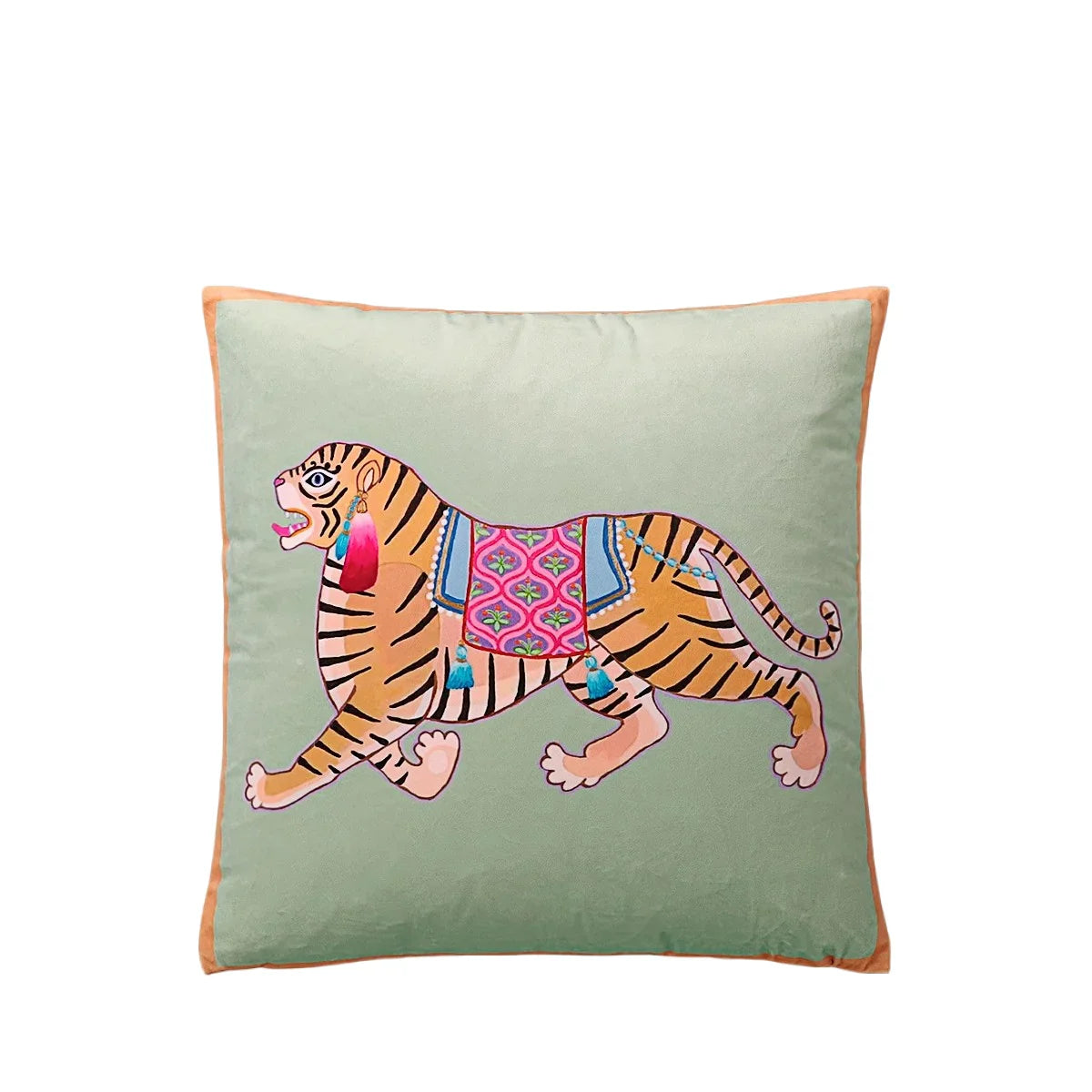 Tiger Home Cushion Velvet Cover Cheetah With Ginger Jar Decorative Pillow Case