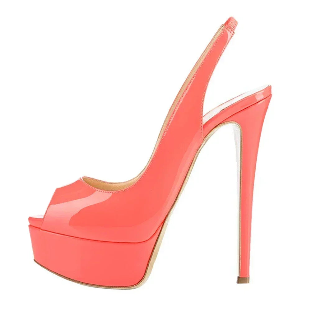 Women Sandals Stilettos 14CM Platform High Heels Sexy Pumps Open Toe