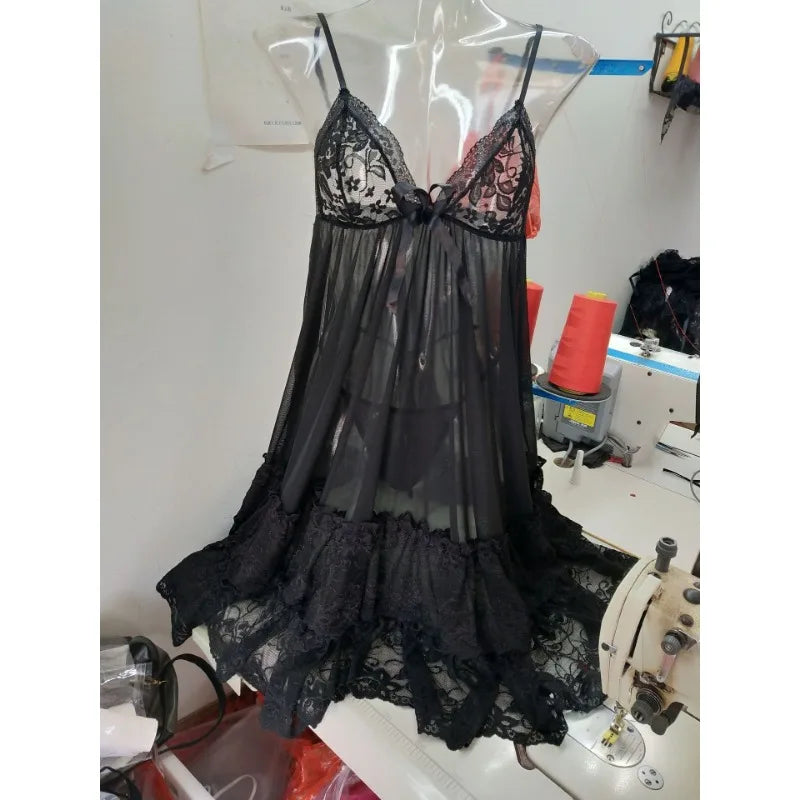 S-7XL Plus Size Sexy Strap Nightwear Large Lingerie Sleep Wear Gown