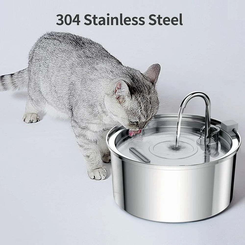 Stainless Steel Automatic Pet Cat Water Feeder Drinking Bowl