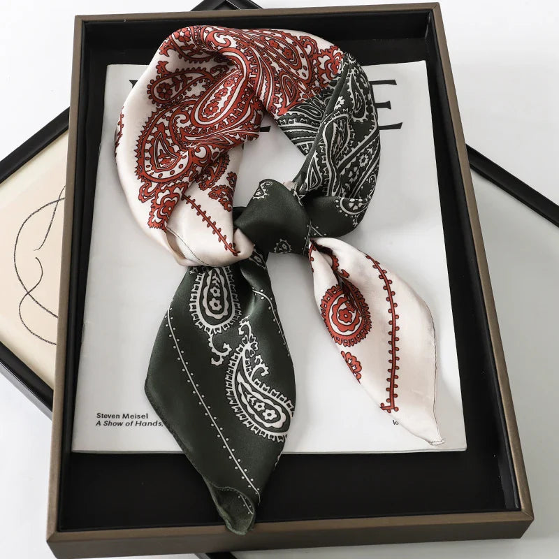 Print Luxury Pashmina Silk Scarf for Headband or Neck