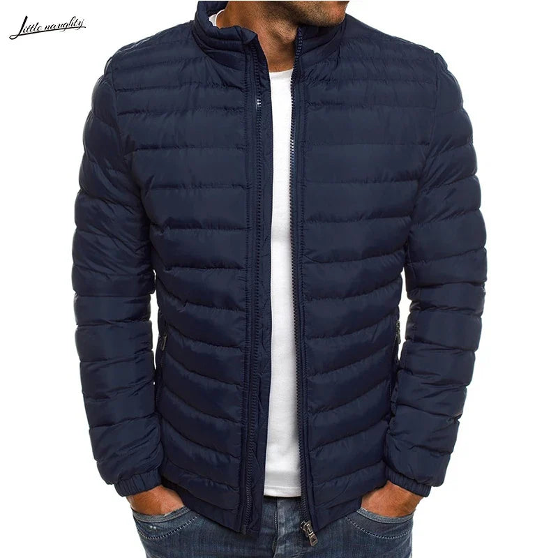 Men's Parkas Solid Hooded Cotton Coat Jacket Warm Autumn Winter