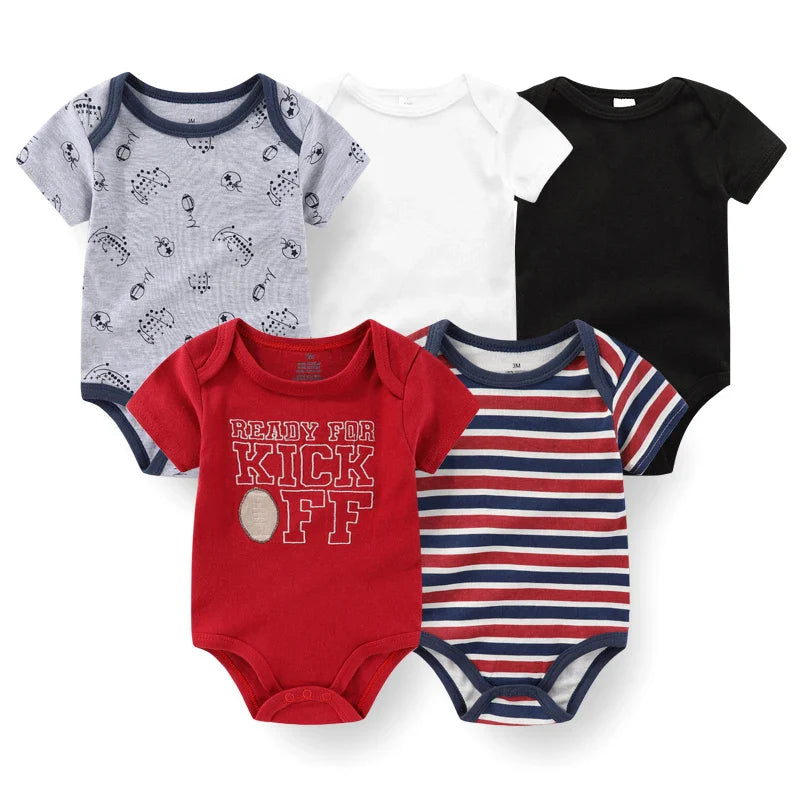 Newborn Print Cartoons Cotton Bodysuits 5Pieces Unisex