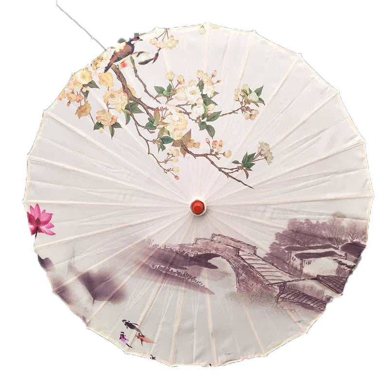 Silk umbrella with cherry blossom design