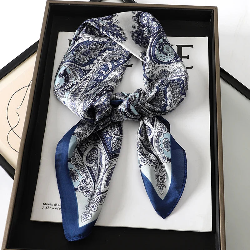 Print Luxury Pashmina Silk Scarf for Headband or Neck
