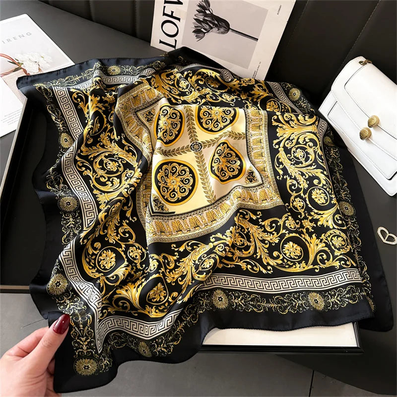 Print Luxury Pashmina Silk Scarf for Headband or Neck