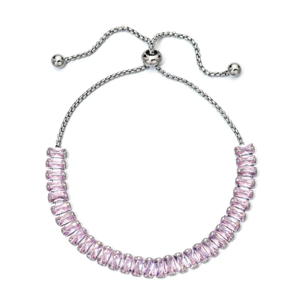 Women's Adjustable CZ Bracelet - Sparkling Zirconia Chain, Shines on Hypoallergenic Stainless Steel, Dazzling Everyday Jewelry