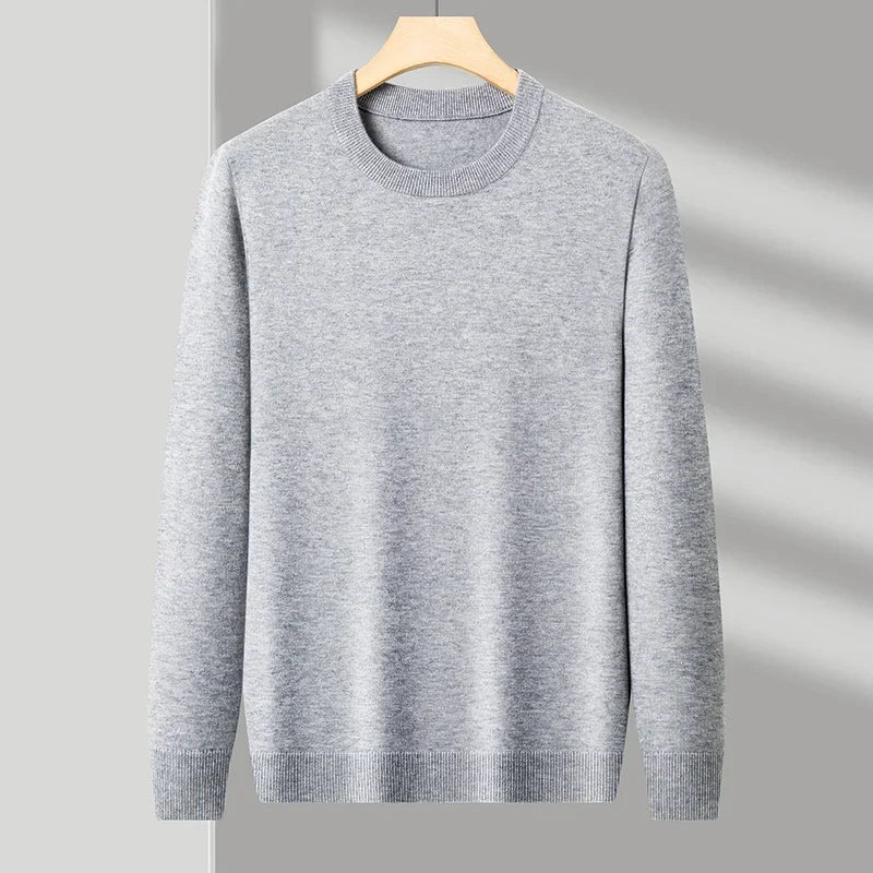 Men's Casual Sweater Round Neck Long Sleeve Knitted Sweater Diamond Pattern