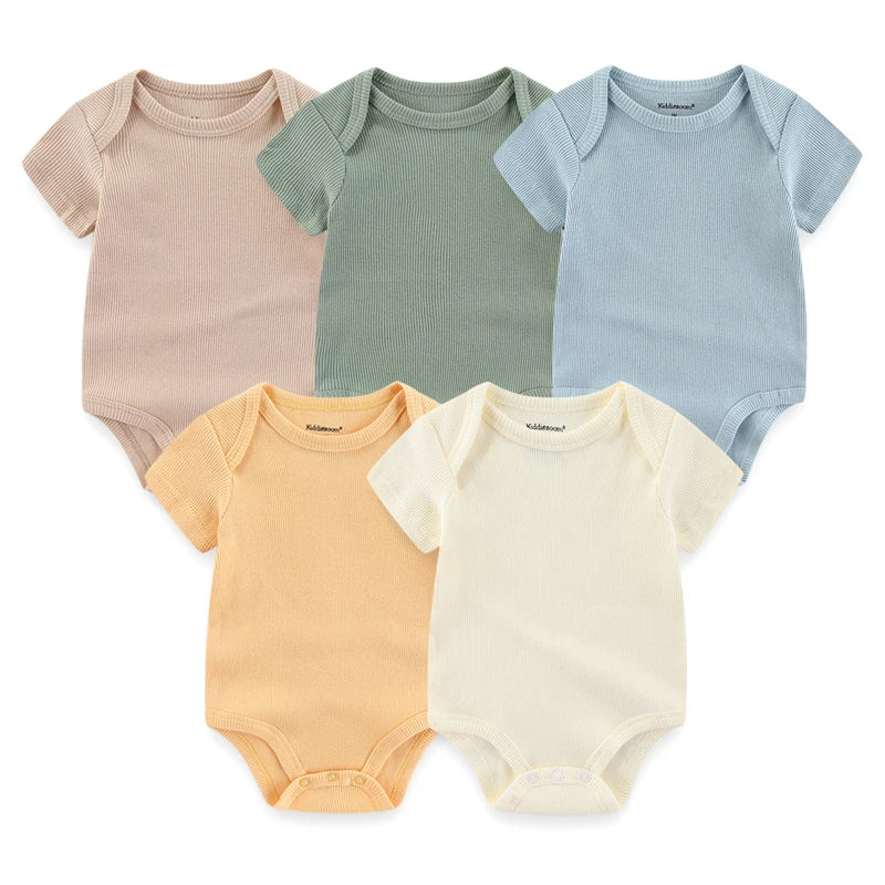 Newborn Print Cartoons Cotton Bodysuits 5Pieces Unisex