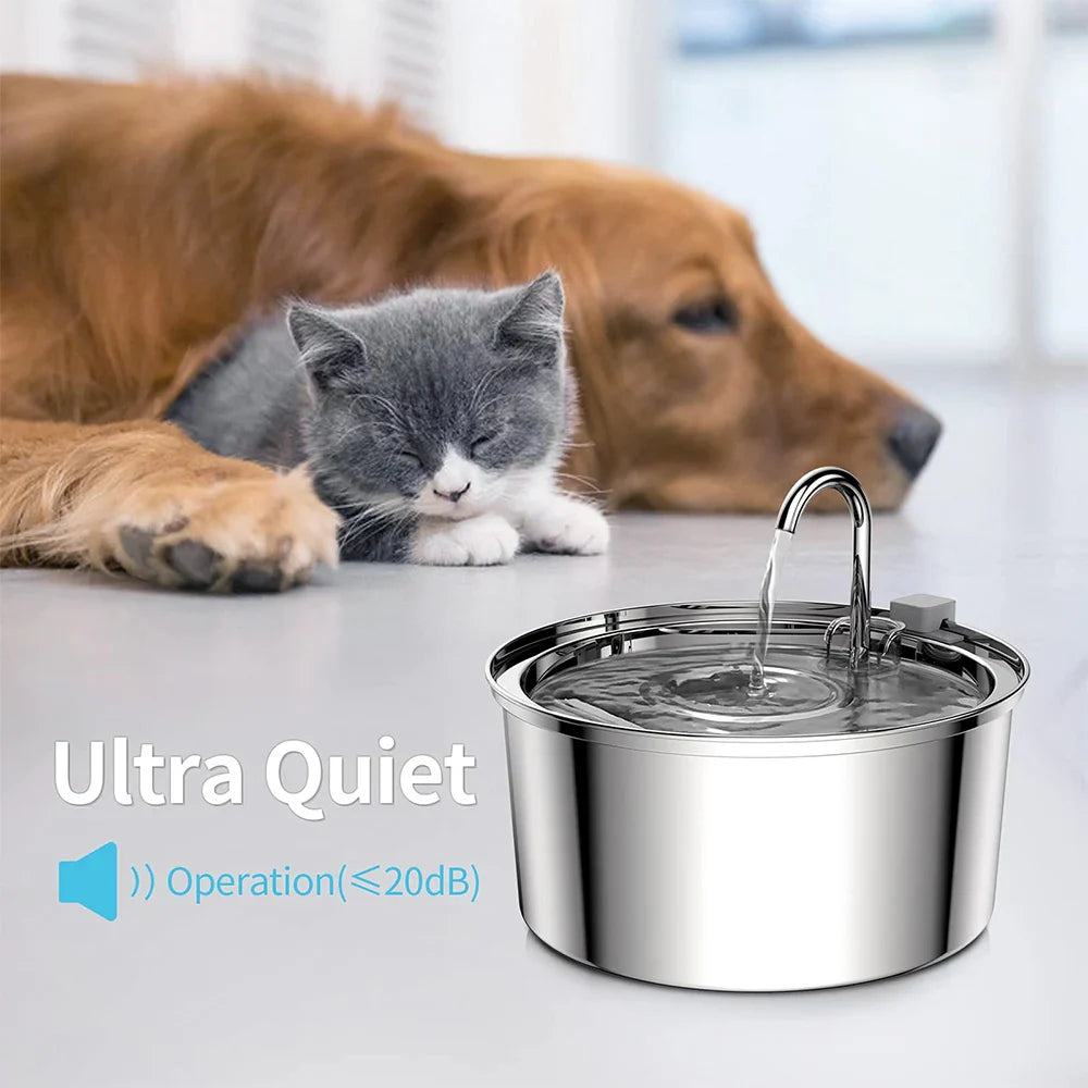 Stainless Steel Automatic Pet Cat Water Feeder Drinking Bowl