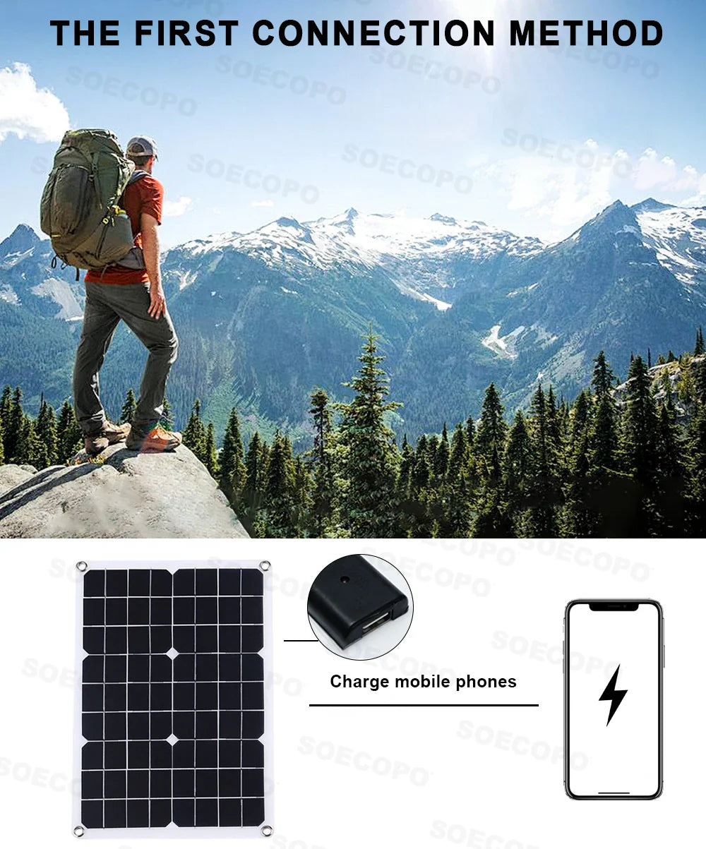 SOECOPO 6000W System Complete Kit 500W Panel Solar DC 12V to AC 110V/220V Inverter 100A Controller Off-Grid for Home Camping