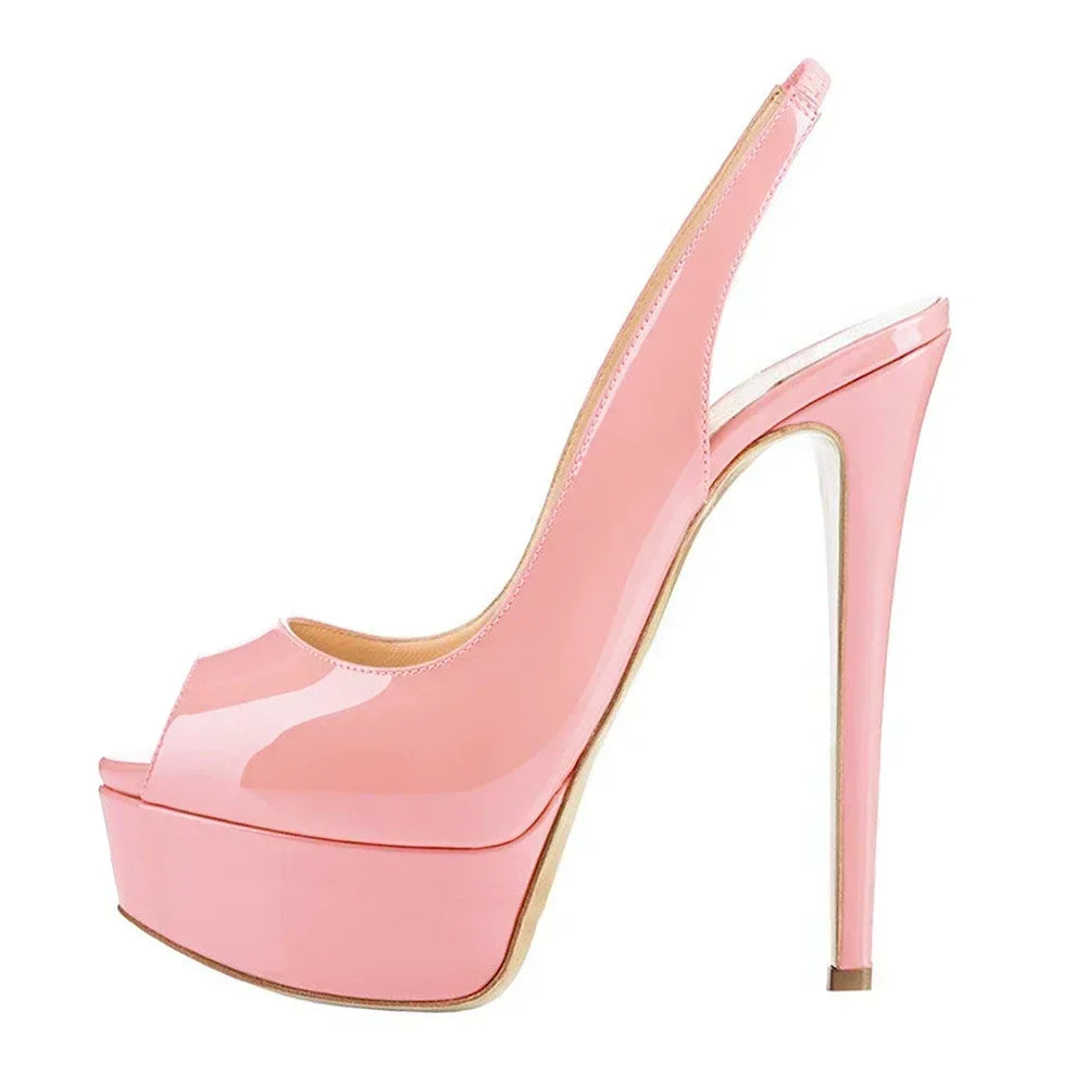 Women Sandals Stilettos 14CM Platform High Heels Sexy Pumps Open Toe