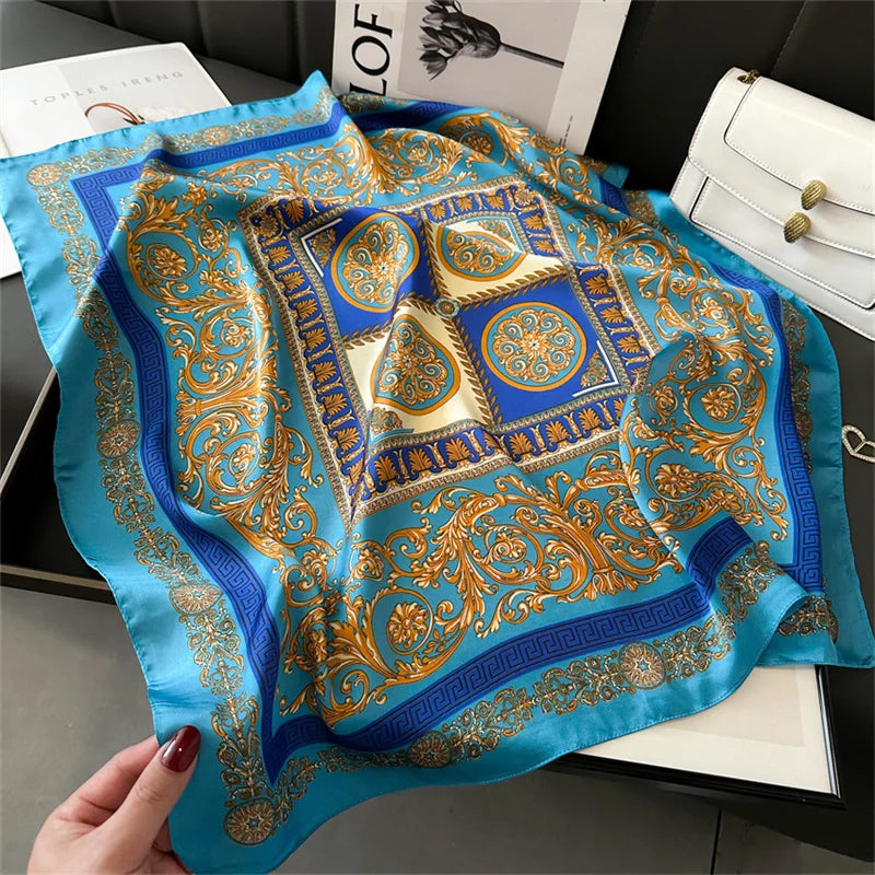 Print Luxury Pashmina Silk Scarf for Headband or Neck