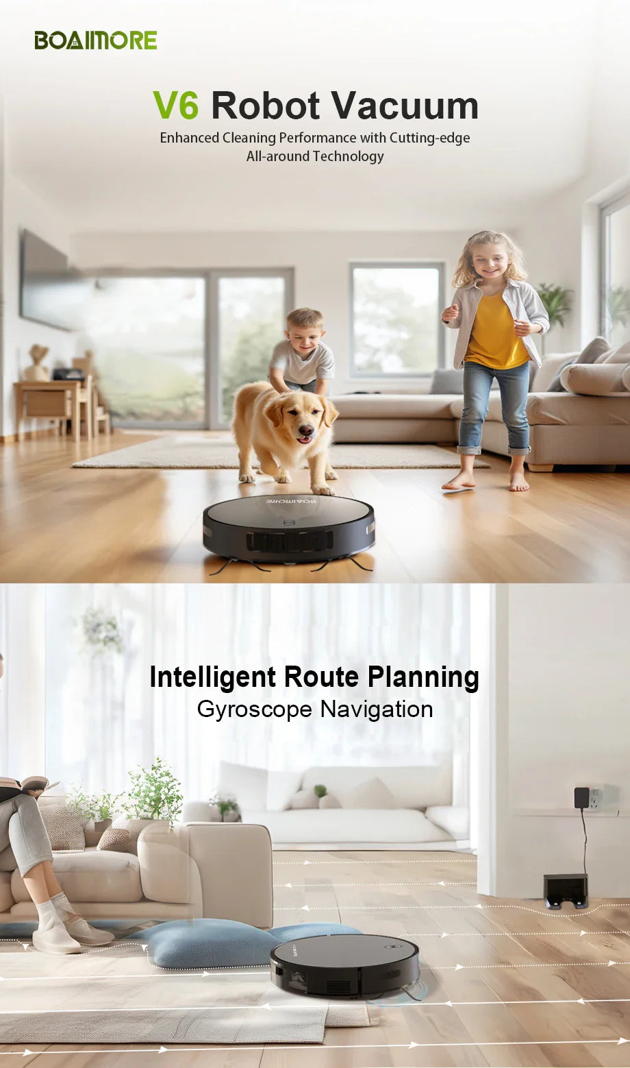 Robot Vacuum Cleaner Combo and Mop 6000PA Strong Suction  Robotic App& Remote Control Self-Charging Smart Mapping for Pet Hair