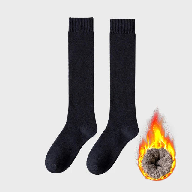 Women's Winter Warm Long Stockings Thick Thermal Cotton Terry Solid Breathable Knee High Socks