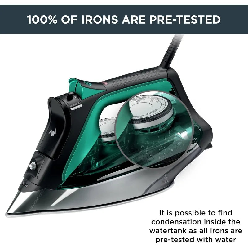 Stainless Steel Soleplate Steam Iron for Clothes, 210 g/min, 400 Microsteam Holes, Cotton, Wool, Poly, Silk, Linen