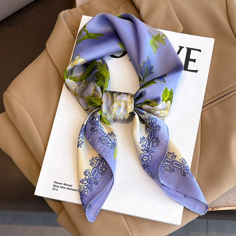 Print Luxury Pashmina Silk Scarf for Headband or Neck