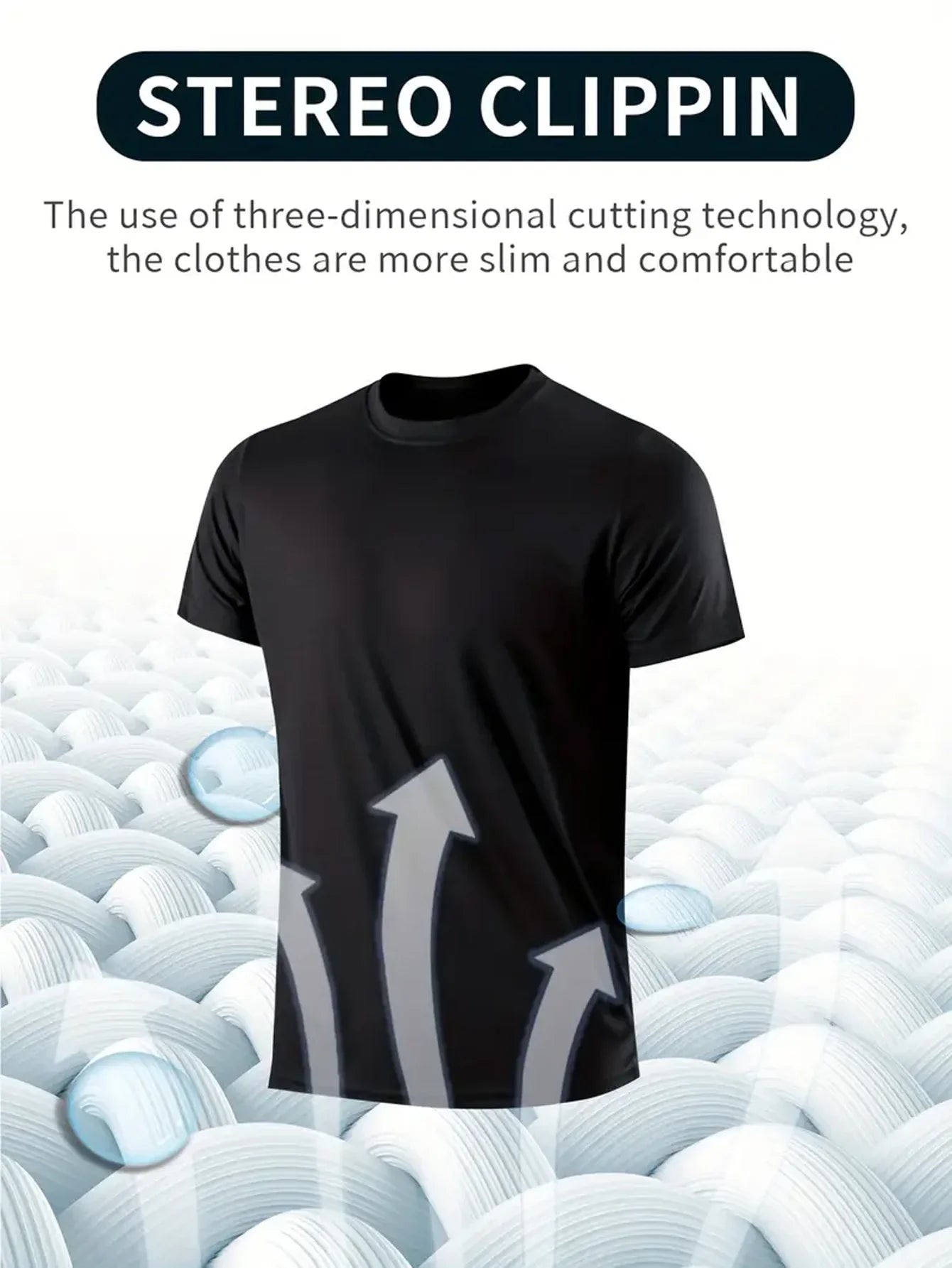 Round Neck T-Shirt 2-Pack Black Ultra-Light Men's Quick-Drying Breathable Sweat-Absorbent Shirt Suitable for Fitness Gym and Running