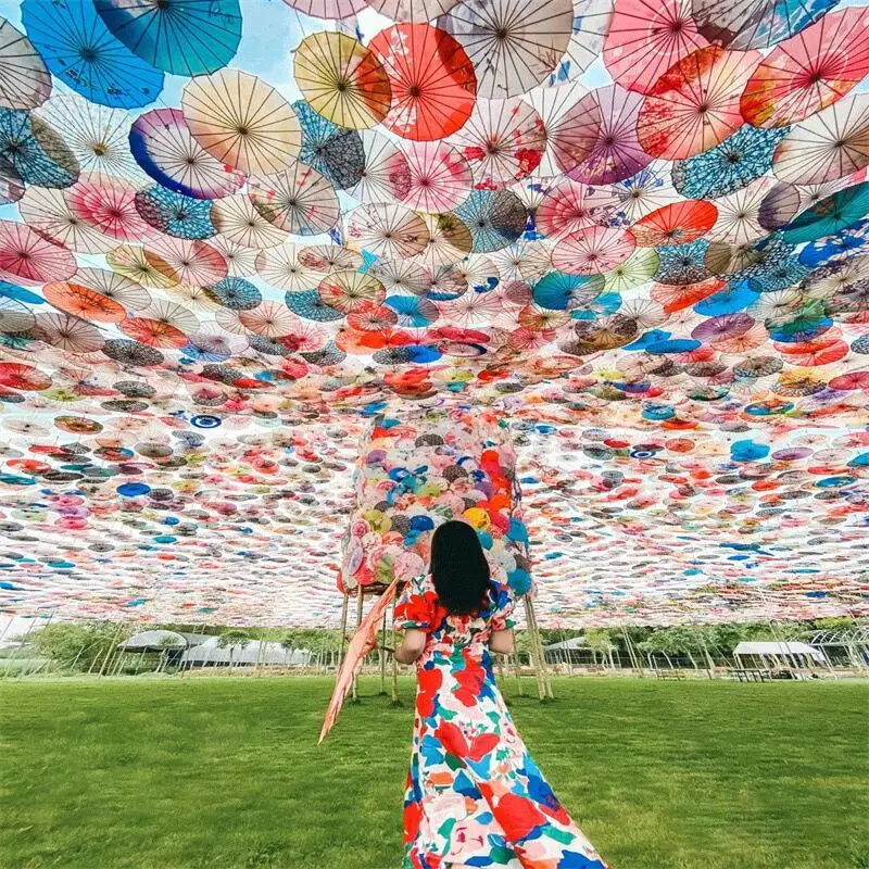 Silk umbrella with cherry blossom design