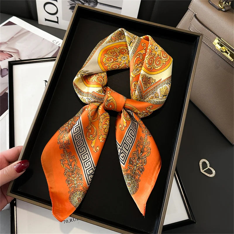 Print Luxury Pashmina Silk Scarf for Headband or Neck