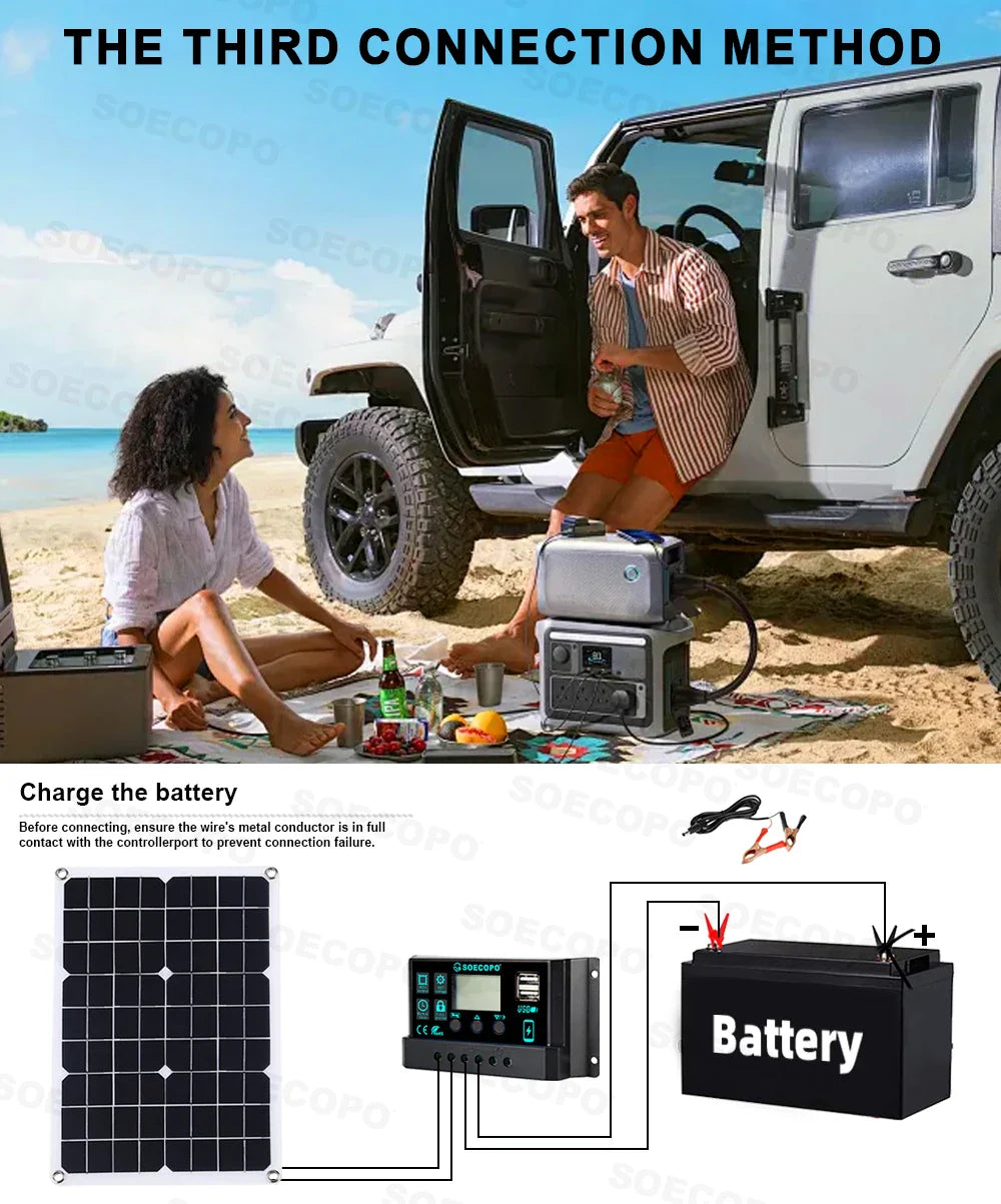 SOECOPO 6000W System Complete Kit 500W Panel Solar DC 12V to AC 110V/220V Inverter 100A Controller Off-Grid for Home Camping
