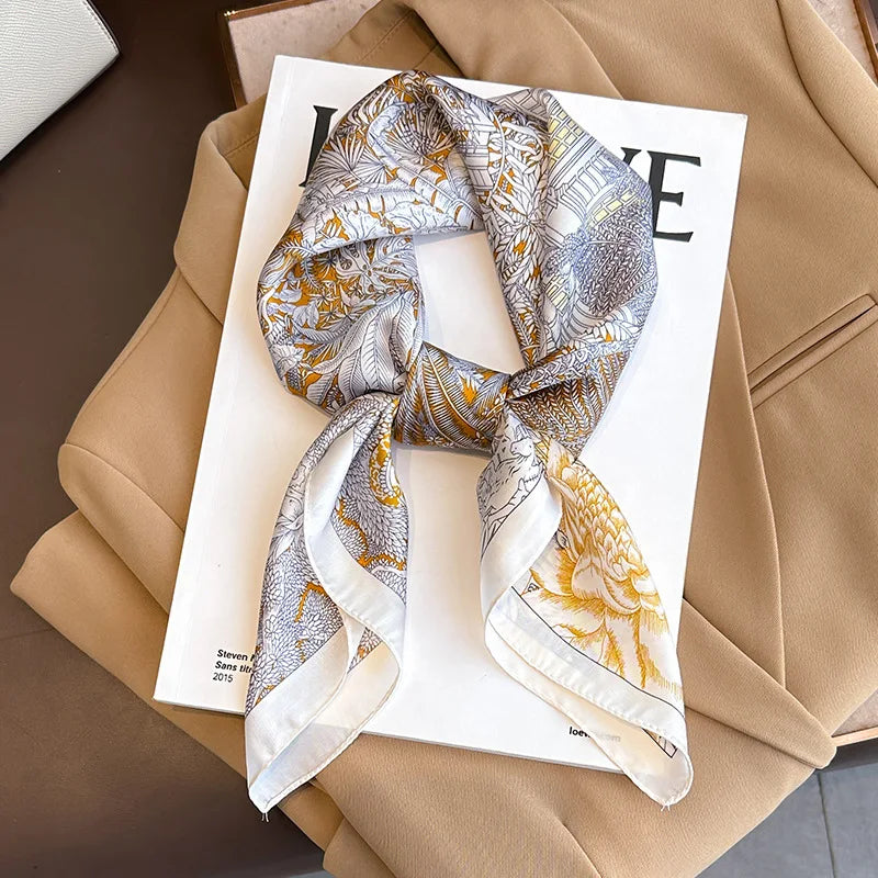 Print Luxury Pashmina Silk Scarf for Headband or Neck