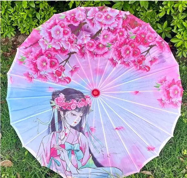 Silk umbrella with cherry blossom design