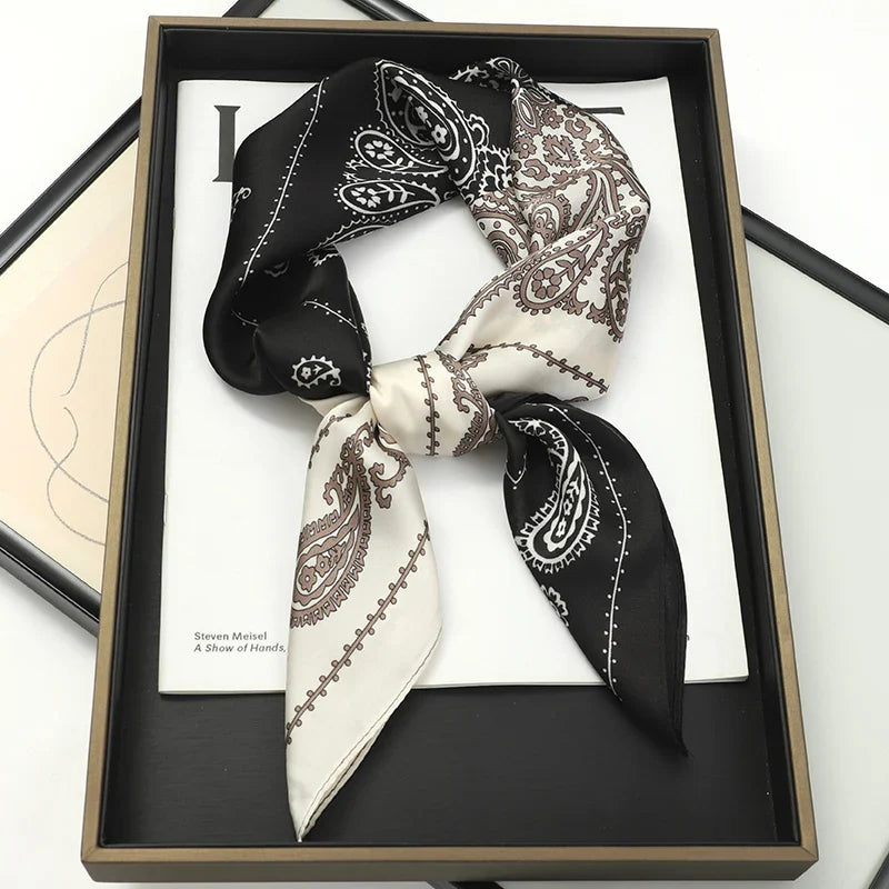 Print Luxury Pashmina Silk Scarf for Headband or Neck