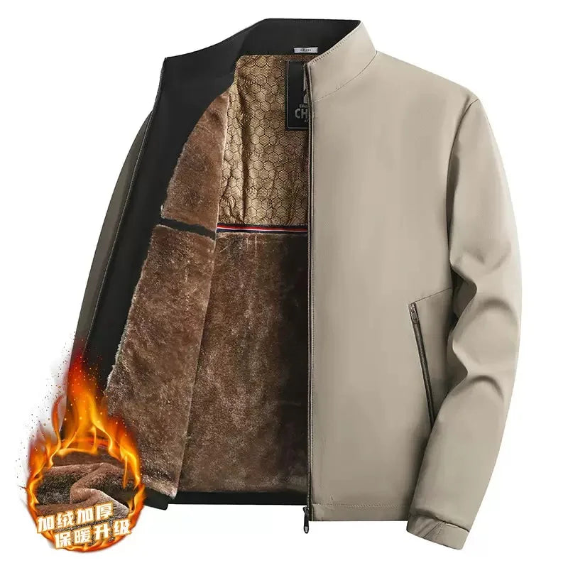 Winter Men's Sport Windproof Color Plus Velvet Thick Warm Jacket Large Size L-4XL