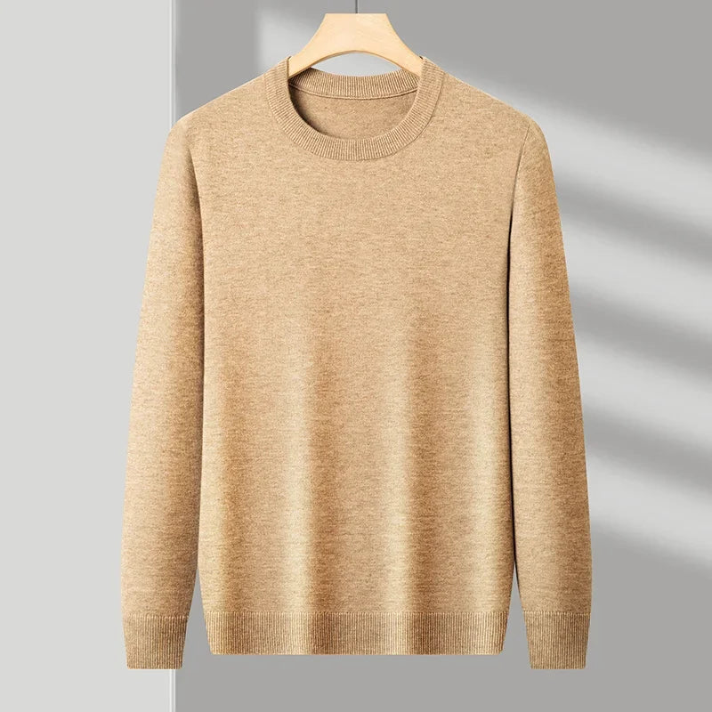 Men's Casual Sweater Round Neck Long Sleeve Knitted Sweater Diamond Pattern