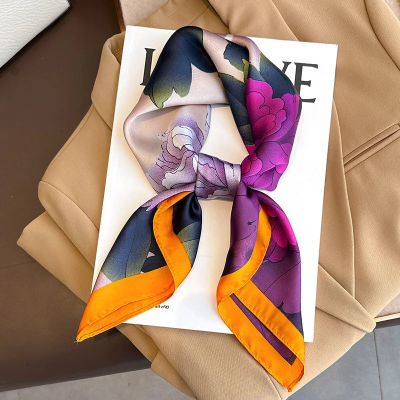 Print Luxury Pashmina Silk Scarf for Headband or Neck